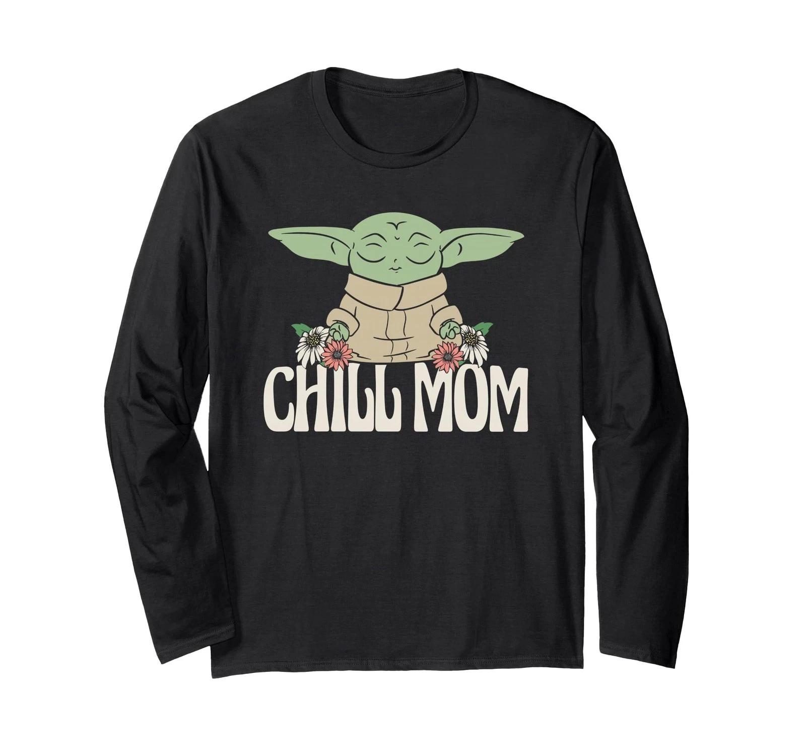 

Star Wars Mother S Day Chill Mom Grogu Floral Graphic Long Sleeve T-Shirt_ S