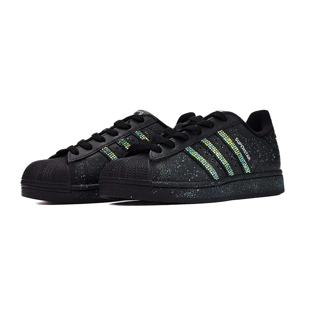 Adidas Originals Superstar 2 Starry Dot Abrasion Resistant Low top Skateboard Shoes Unisex Black JI0079(Team935-)