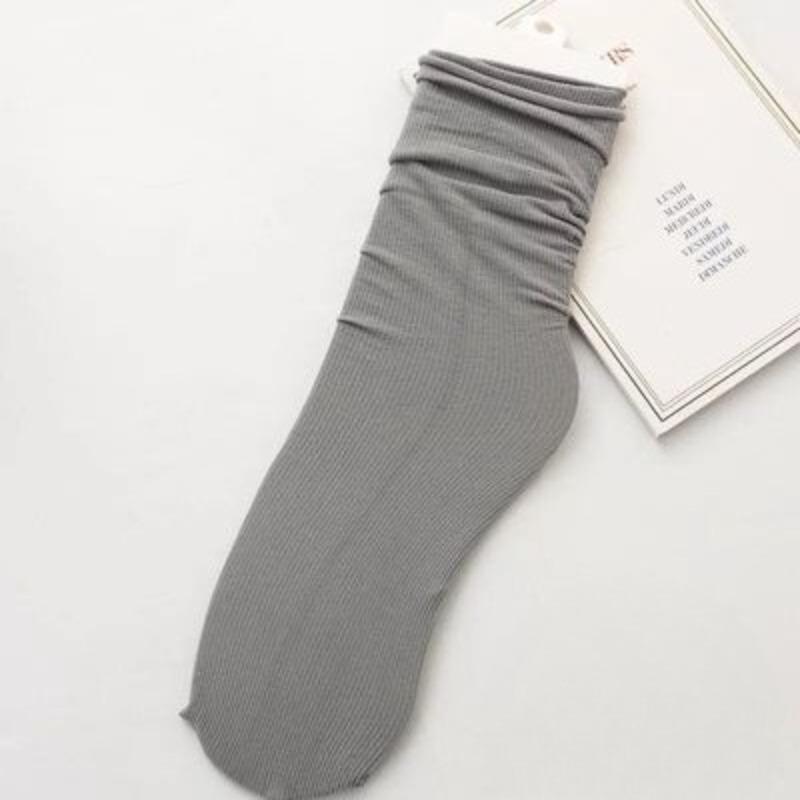 Female Spring and Summer Thin Pure Color Cool Breathable Comfortable Tube Stack Socks