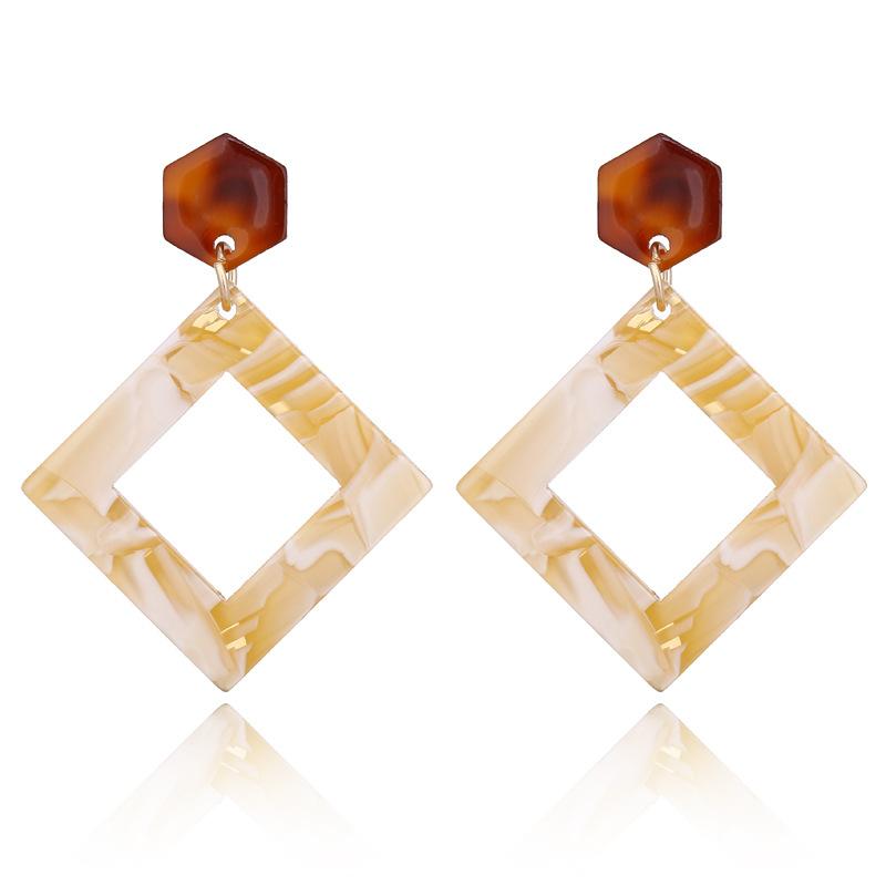 Korean Fashion Retro Long Earrings Acrylic Geometric Earrings