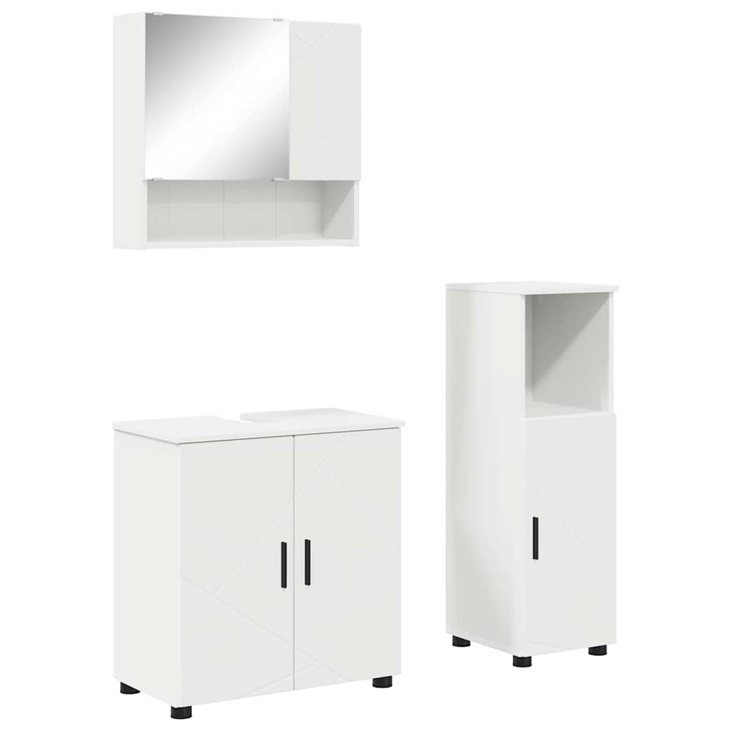 Bathroom Furniture Set with Door 3 Pcs White Wood Based Material & Metal