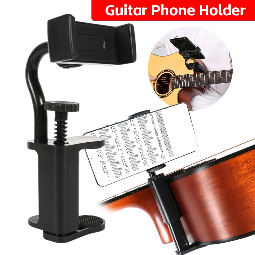 Guitar Phone Holder Hands-Free Adjustable Phone Support Multi-Purpose Thick Guitar Cellphone Mount for Drum Mobile Phone Bracket