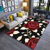Elegant Red Roses On Black Suitable As a Non-slip Mat for the Living Room or Bedroom Sofa