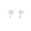Sterling silver needle high-end earrings, new diamond-set earrings, cold flower imitation pearl stud earrings