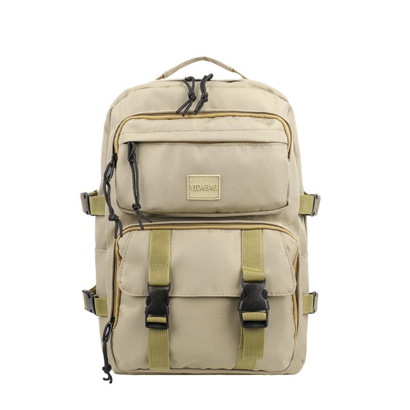 

2024 new bf wind backpack, personalized lock female student backpack, Japanese solid color multi-functional backpack хакі