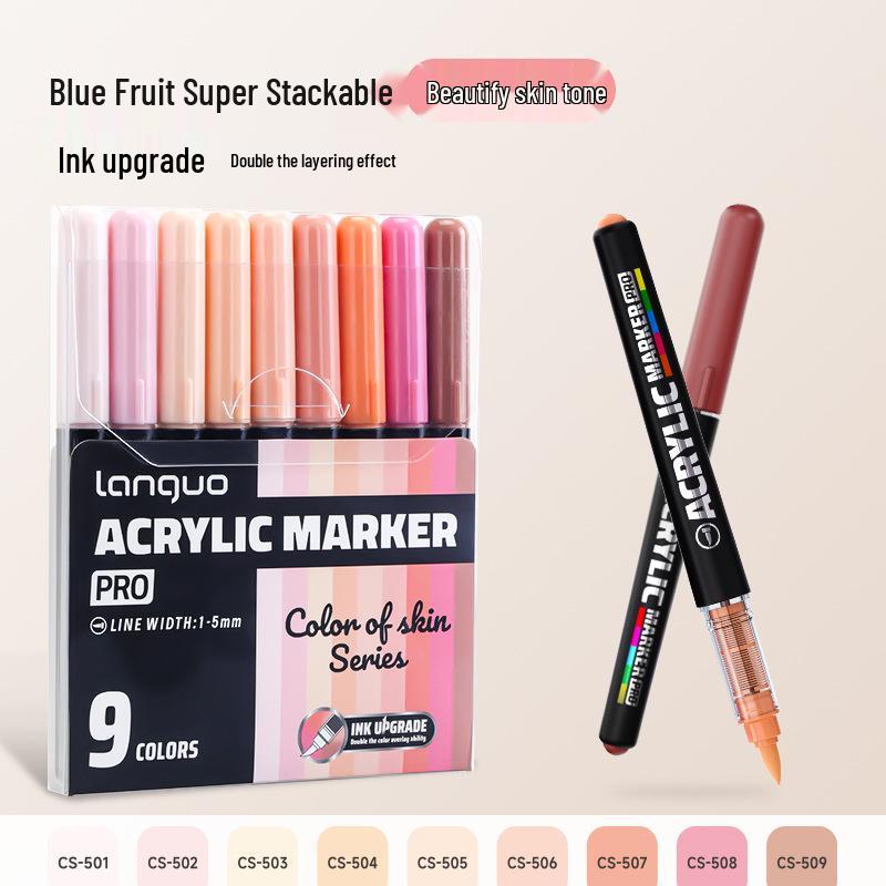 Blue Fruit Acrylic Marker: Large-Capacity, Soft Tip, Black Barrel for Art Students Super Capacity PRO Version