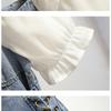 Damen One-Shoulder Puffärmel Denim Patchwork A-Linien Kleid - Sommer 2026 Taillenbetonend Schlanker Stil