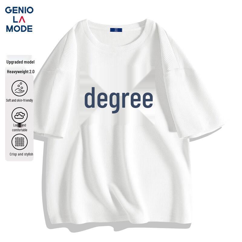 GENIOLAMODE Men s Heavyweight Waffle Knit T-Shirt L