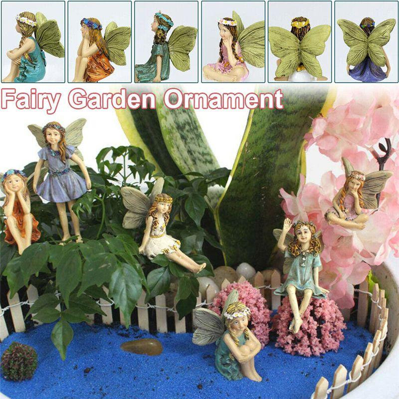 6pc Miniature Fairy Garden Figurines Set Vibrant Multicolored Outdoor Micro Landscape Decor