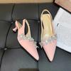 Hot Selling Women Crystal High Heels Sandals Shoes Butterfly Pointed Toe Slippers 2025 New Summer Elegant  Brand Shoes Mujer