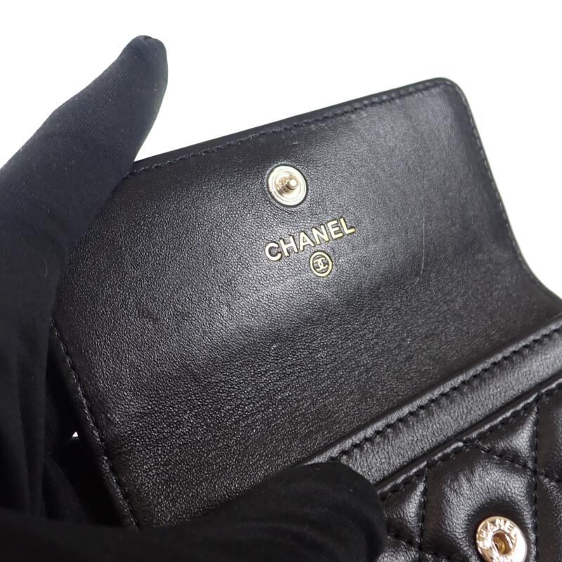 Chanel AP3813_B15723_94305 Card Case Black Lambskin Women