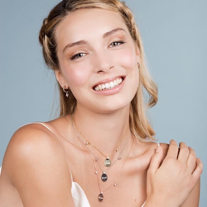 Collier - Waeni - Argent 925 - Rhodié - Zircone - Taille unique