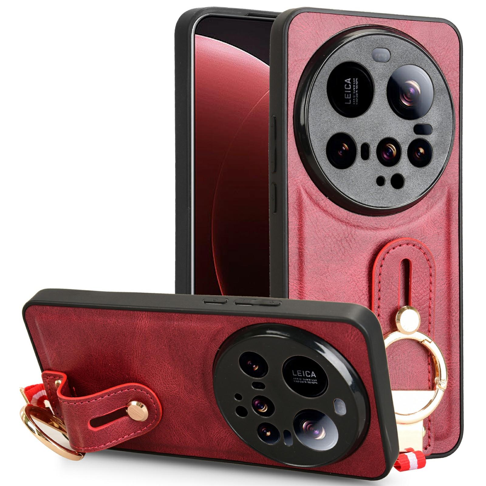 

Для Xiaomi 15 Ultra Чохол Браслет Підставка Шкіра+ПК+ТПУ Чохол для телефону з відкривачкою для пляшок Red