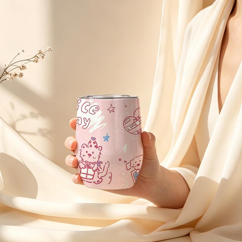 355ml Eggshell Cup Puppy Kitten Party Element Egg Shaped Insulated Cup 12oz Eggshell Insulated Cup Travel Cup Wine Travel Cup 355ml Eggshell Cup