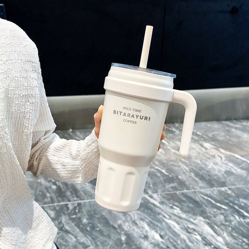 Large-Capacity Thermos Cup for Women, Good-Looking Ice Cup, Portable Car Coffee Cup, Outdoor Sports Water Bottle, Tea Cup