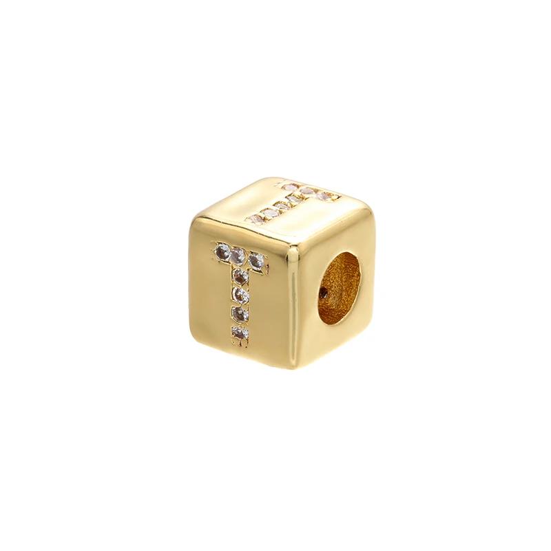 Gold-colored 8x8mm Square A-Z Letter Beads for DIY Handmade Bracelets, Earrings, and Jewelry Accessories Model:VZ246B