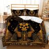 3pcs Egyptian Pharaoh Skeleton Bedding Duvet Cover Set Ancient Egypt Bedding Quilt Set Gothic Themed Bed Quilt Set Luxury