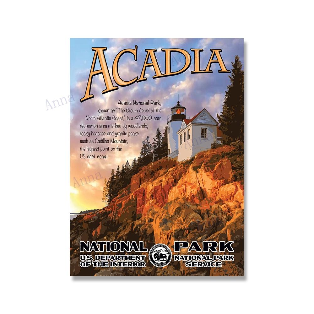 National Park Print Mountain Vintage Art Canvas Painting Travel Cities Posters Retro Landscape Wall Art Picture for Living Room