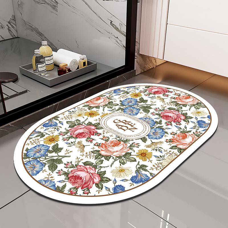 Quick-drying Mat Rose Bathroom Door Non-slip Anti-fouling Mat Bathroom Absorbent Quick-drying Carpet Toilet Mat