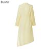 ZANZEA Women Turn Down Collar 3/4 Sleeve Loose Casual Long Dress