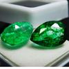 Precious Natural AAA+ Emerald Green Pear Cut 18 Ct Loose Gemstone CERTIFIED Pair