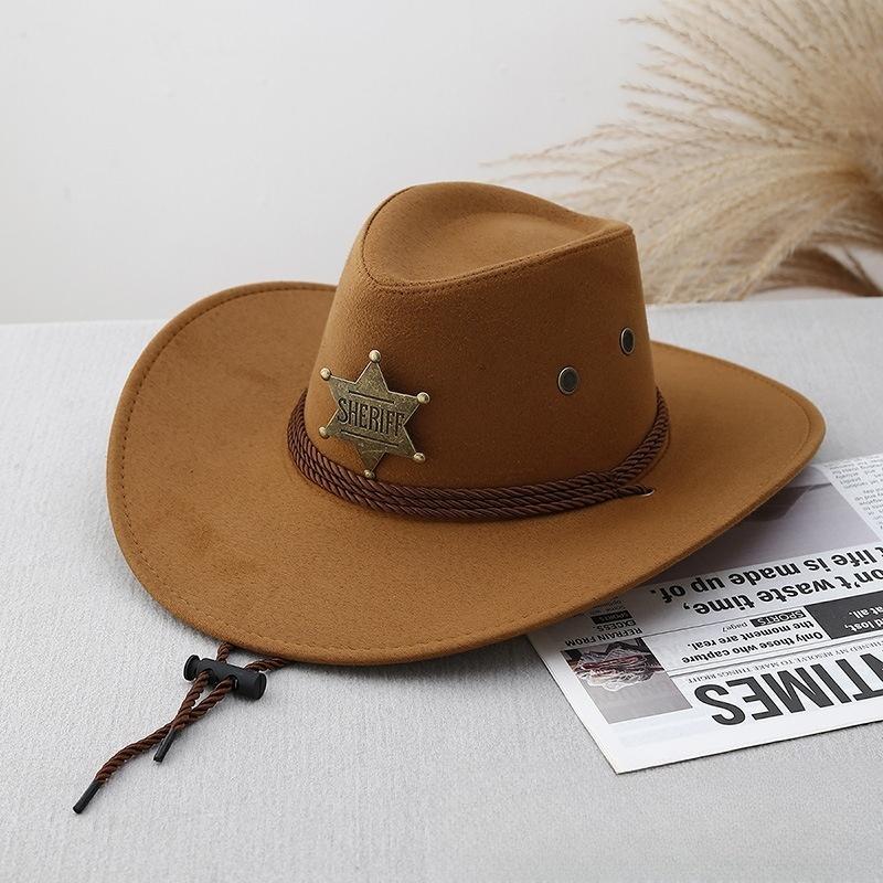 1Pc Unisex Artificial Suede Beach Cowboy Hat Wide Brim Sun Protection Party Cosplay Hat Solid Color Breathable Jazz Hat
