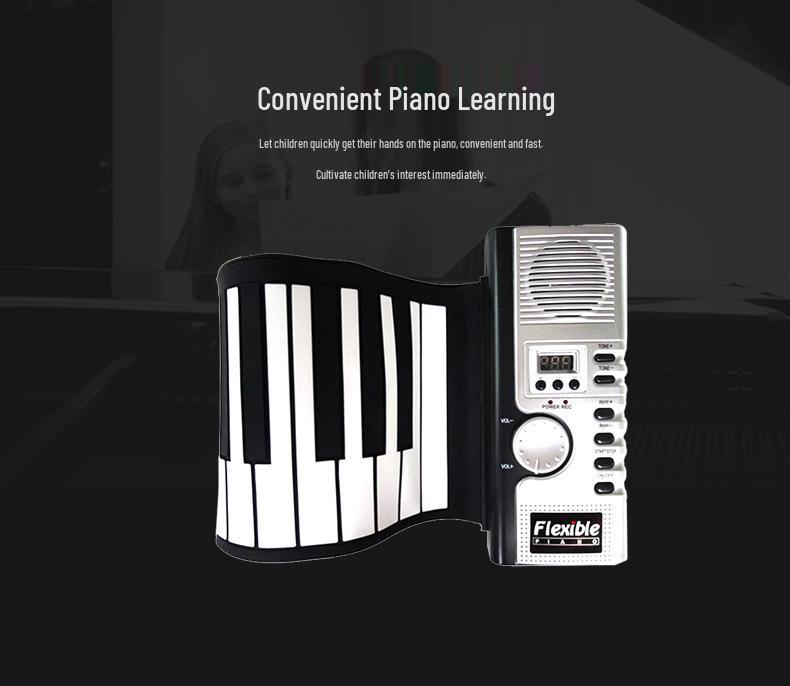 61-Key Silicone Roll-Up Piano: Portable Folding Electronic Keyboard for Beginners & Adults