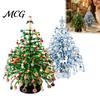 Sparkling Bead Tree for Desk 2 Pcs DIY Beaded Christmas Kit with LED Light, Handmade Mini Festive Ornament Making Faux Crystal Art Craft, Sparkly
