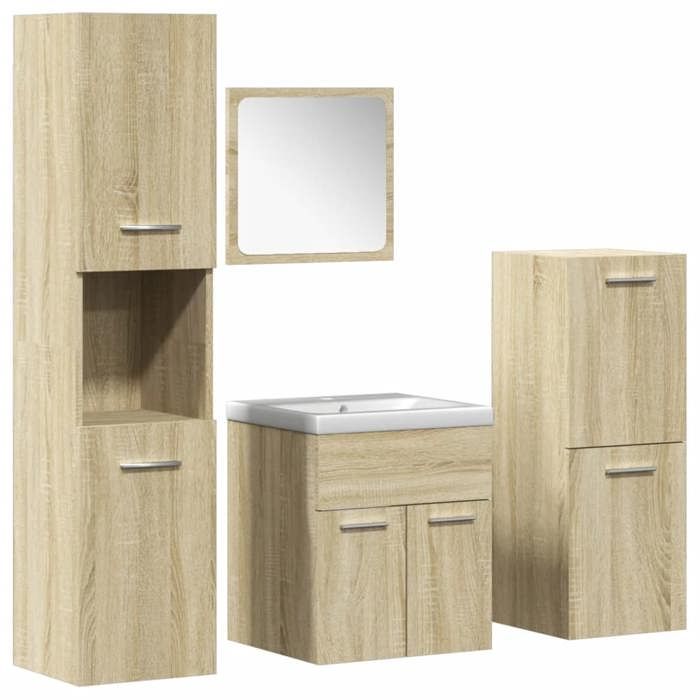 VidaXL Bathroom Furniture Set 5 Pcs Sonoma Oak, Bathroom Cabinet, Bathroom Cupboard, Furniture 3325001