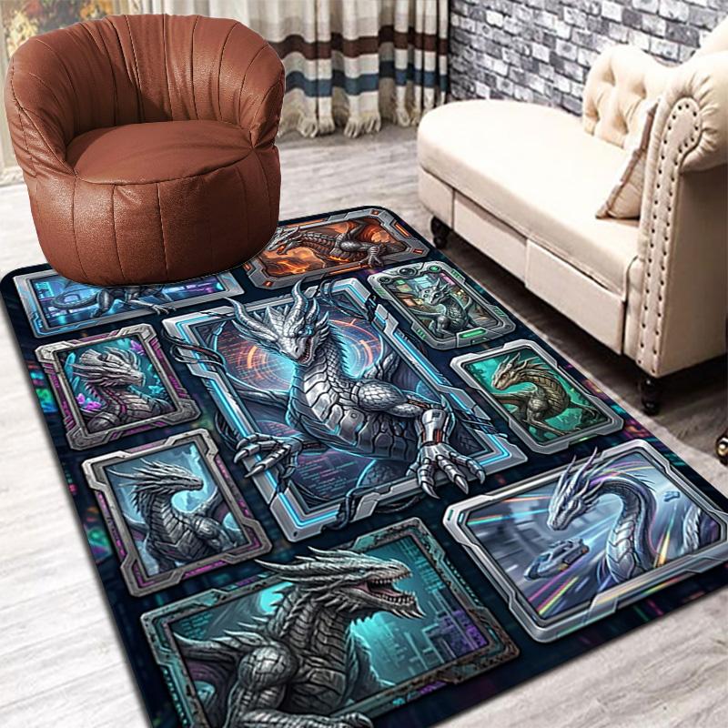 Cyber Dragon Compilation Pattern Rug Floor Mat for Living Room or Bedroom Soft and Comfortable Carpet a Gift for Birthday and Holiday.
