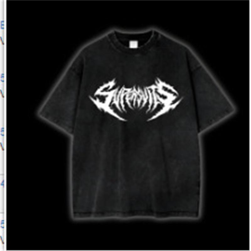 Harajuku Vintage Schwarzes Anime-Print Herren Streetwear T-Shirt