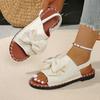 Summer new flat-bottomed bow one-word sandals women wear solid color lightweight cloth sandals