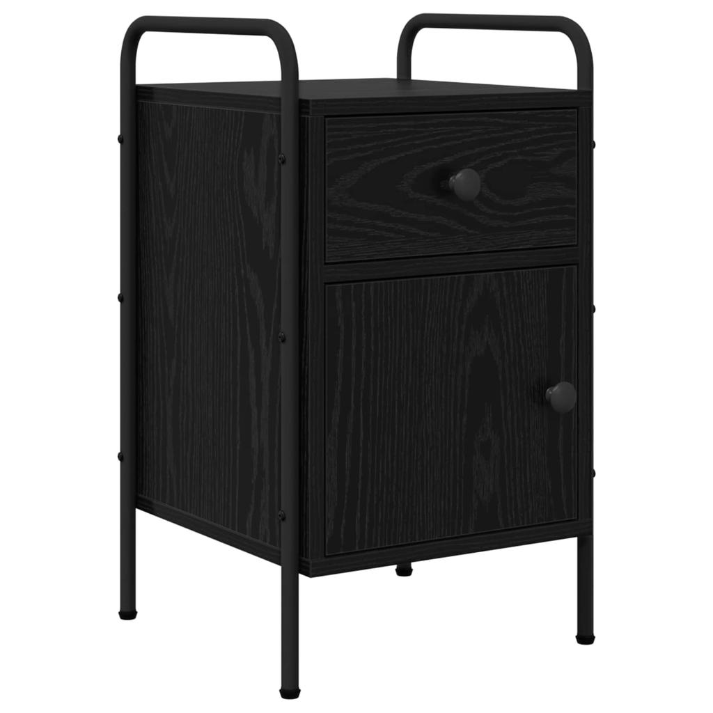 Nightstand Black Oak 35 X 36.5 X 61 Cm Engineered Wood
