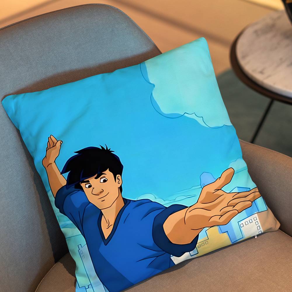Cool Jade Jackie Chan Adventures Pillow Case Anti-Dustmite Pillowcase Invisible Zipper Silky Short Plush Sofa Cushion Cover