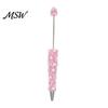 Creative Gifts for Sisters DIY Beadable Pen, Bling Rhinestones And Faux Pearls Beaded Decorative Stationery Students Black Ink Ballpoint Pen