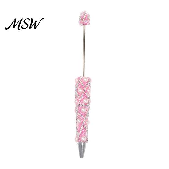 Creative Gifts for Sisters DIY Beadable Pen, Bling Rhinestones And Faux Pearls Beaded Decorative Stationery Students Black Ink Ballpoint Pen