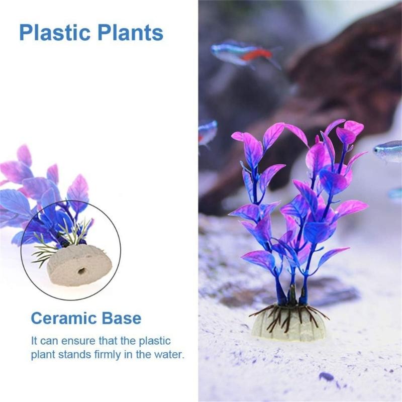 14pack Artificial Landscaping Plant Fish Tanks Decoration Natural Unique Plant for Home or Office Use