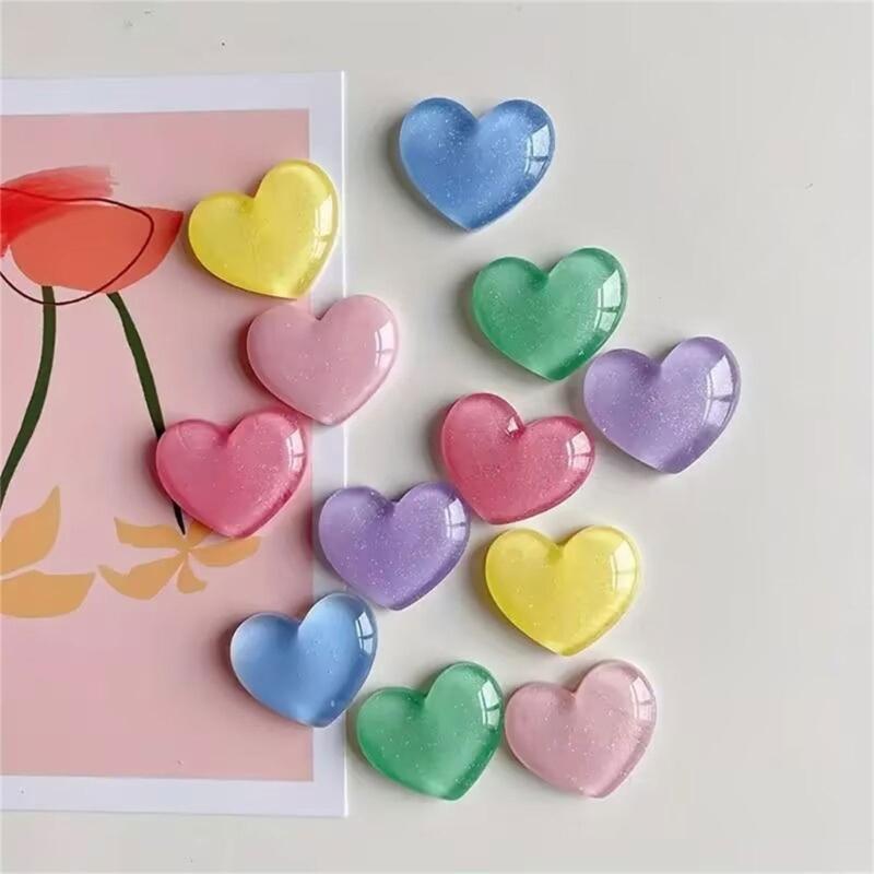 6pcs Colorful Heart Shape Glittering Refrigerator Magnets Fridge Magnetic Stickers For Kitchen, Classroom, Or Office Use