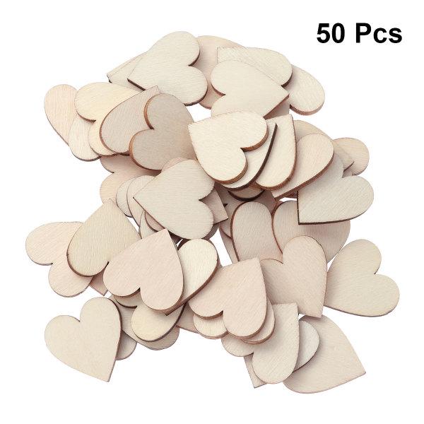 DIY Craft Decor for Wedding Party Ornaments Valentine Christmas Embellishment Table Scatter Handcraft Card Making 50 Pcs Unfinished Slices Wooden Blank Love Hearts 30mm