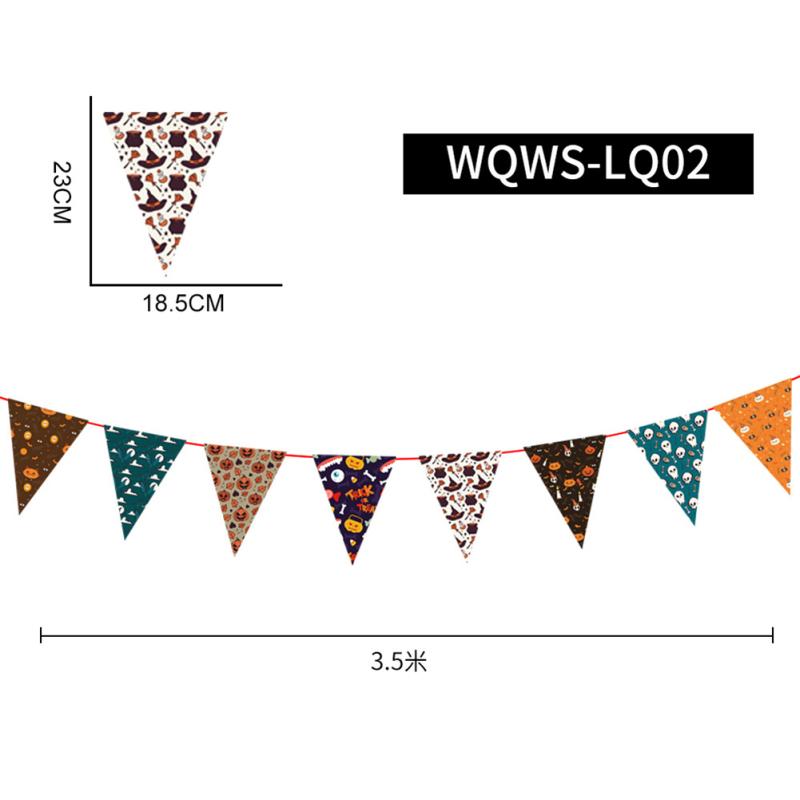 Happy Halloween Paper Banner Pumpkin Bat Witch Spider Skull Letter Hanging Decoration For Halloween