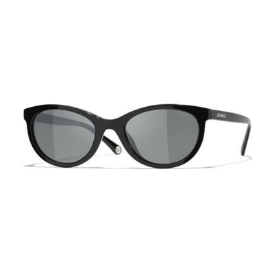 CHANEL Two-tone Design Acetate Cat Eye Sunglasses Men and Women Same Style Couple Model Black