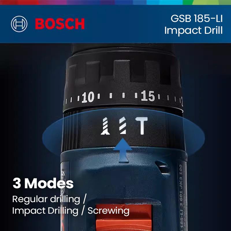 Bosch GSB 185 LI Electric Drill 18V professional lithium-ion impact drill can warn of low battery and tool malfunctions