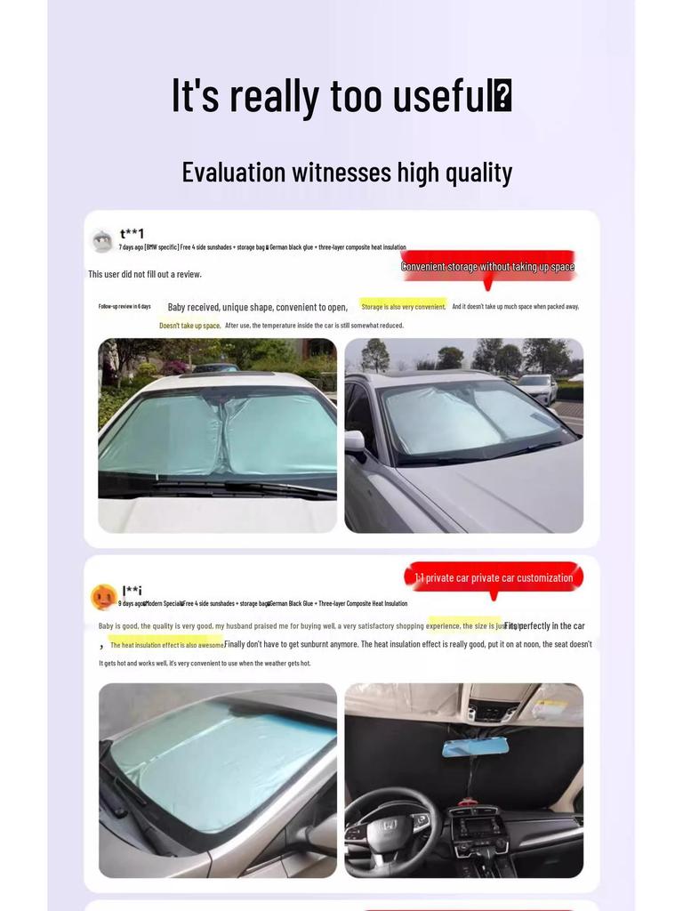 Front Windshield Sunshade: Heat Insulation and Sun Protection for Small Cars