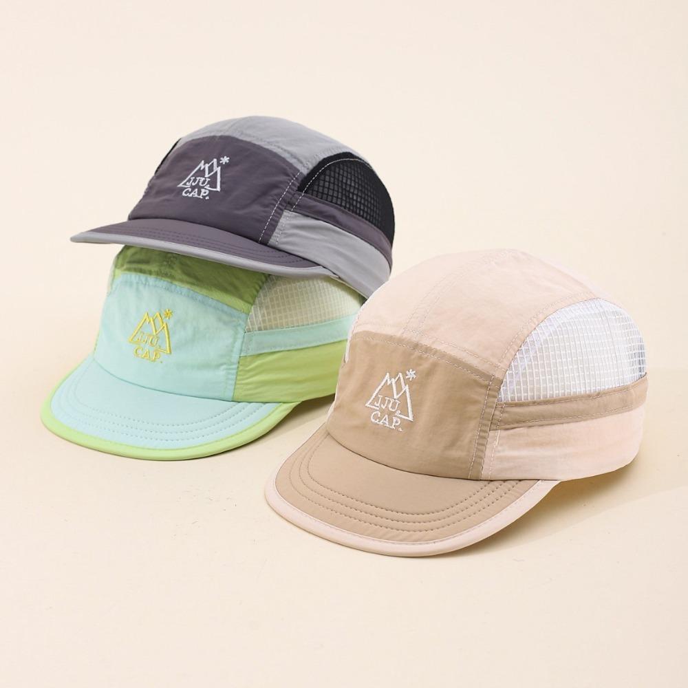 New Color Block Short Brim Baseball Cap with Mountain & Letter Prints Quick-Dry Unisex Outdoor Sun Protection Hat Perfect for