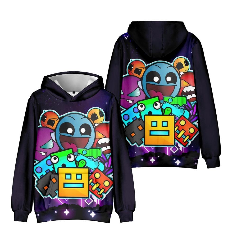 HOT Geometry Dash Hoodie Cartoon Hoodie Streetwear Hooded Sweatshirt Men Women Cosplay Sports