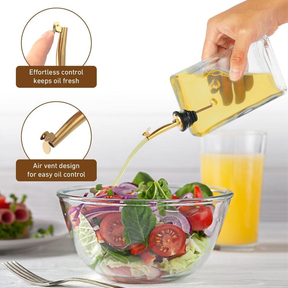 Glas Olivenölflasche Gold Silber mit Skala Ölspender Rechteckig 350ml500ml Essig Ausgießflasche Küchenzubehör
