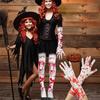 Meias Altas para Mulheres Conjunto de Meias e Luvas Festa de Halloween Fantasia Cosplay Meias Manchas de Sangue Meias Sangrentas para Festa de Zumbi Assustadora