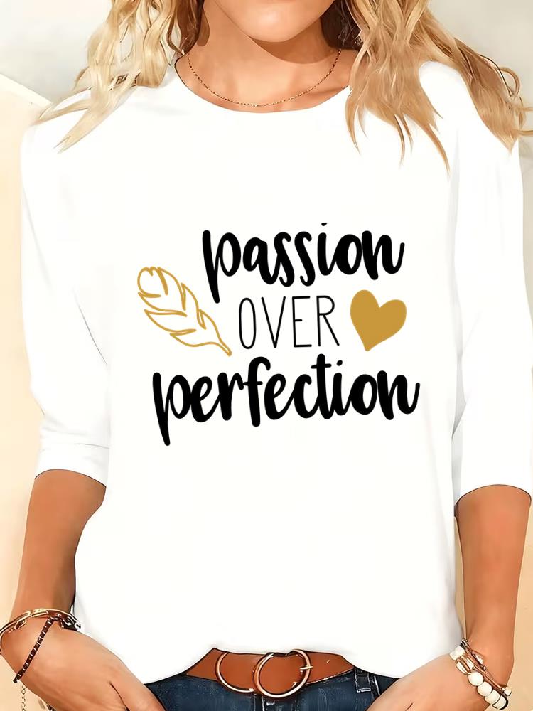 (Asian Size) Print Autumn Winter Spring Women Female Clothing Casual Tee O-neck Letter Floral  Long Sleeve T Shirt Fashion Top Graphic T-shirts