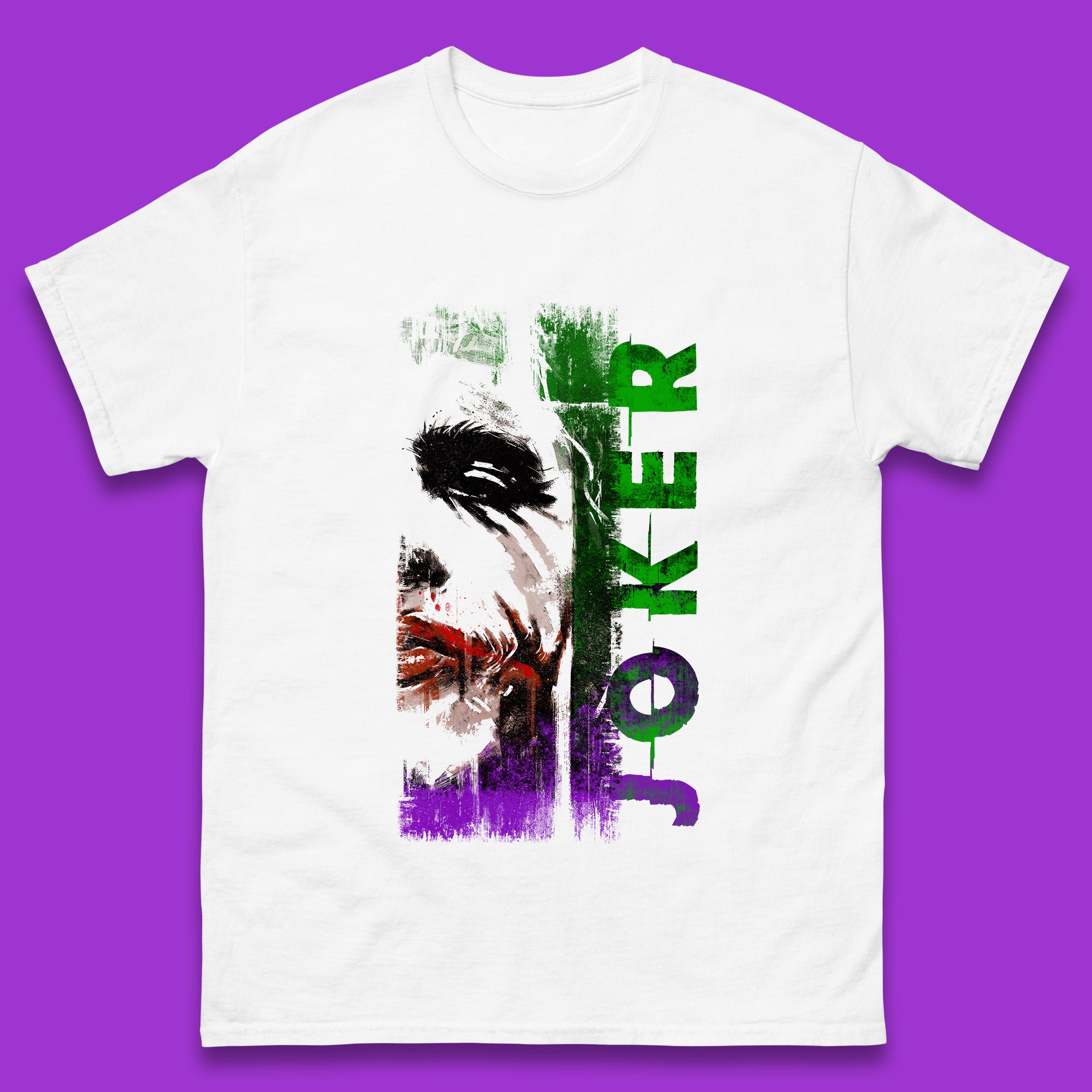 Joker Face Movie Villain Comic Book Character Supervillain Movie Poster Mens Tee Top XL