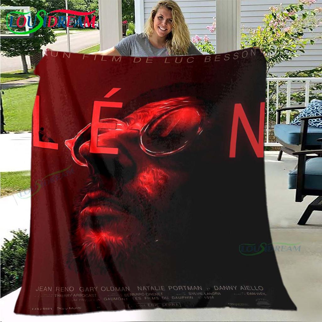 Hot Famous Movies Leon Jean Pattern Blanket Flannel Thin Blanket Portable Home Travel Office Lunch Break Blanket Birthday Gift
